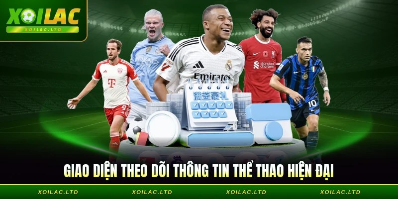 Giao diện theo dõi thông tin thể thao hiện đại